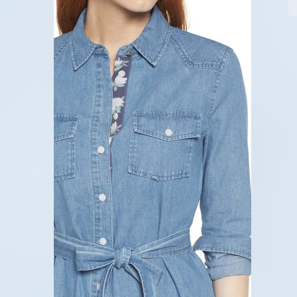 Draper James Chambray Denim Shirt Dress Sz 4 - Picture 4 of 16